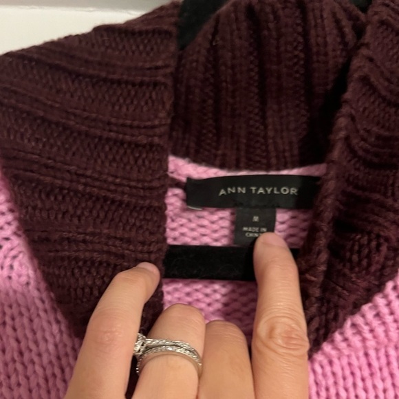 Ann Taylor Colorful Stripe Tunic Sweater Size Medium Chunky Knit - Picture 2 of 4